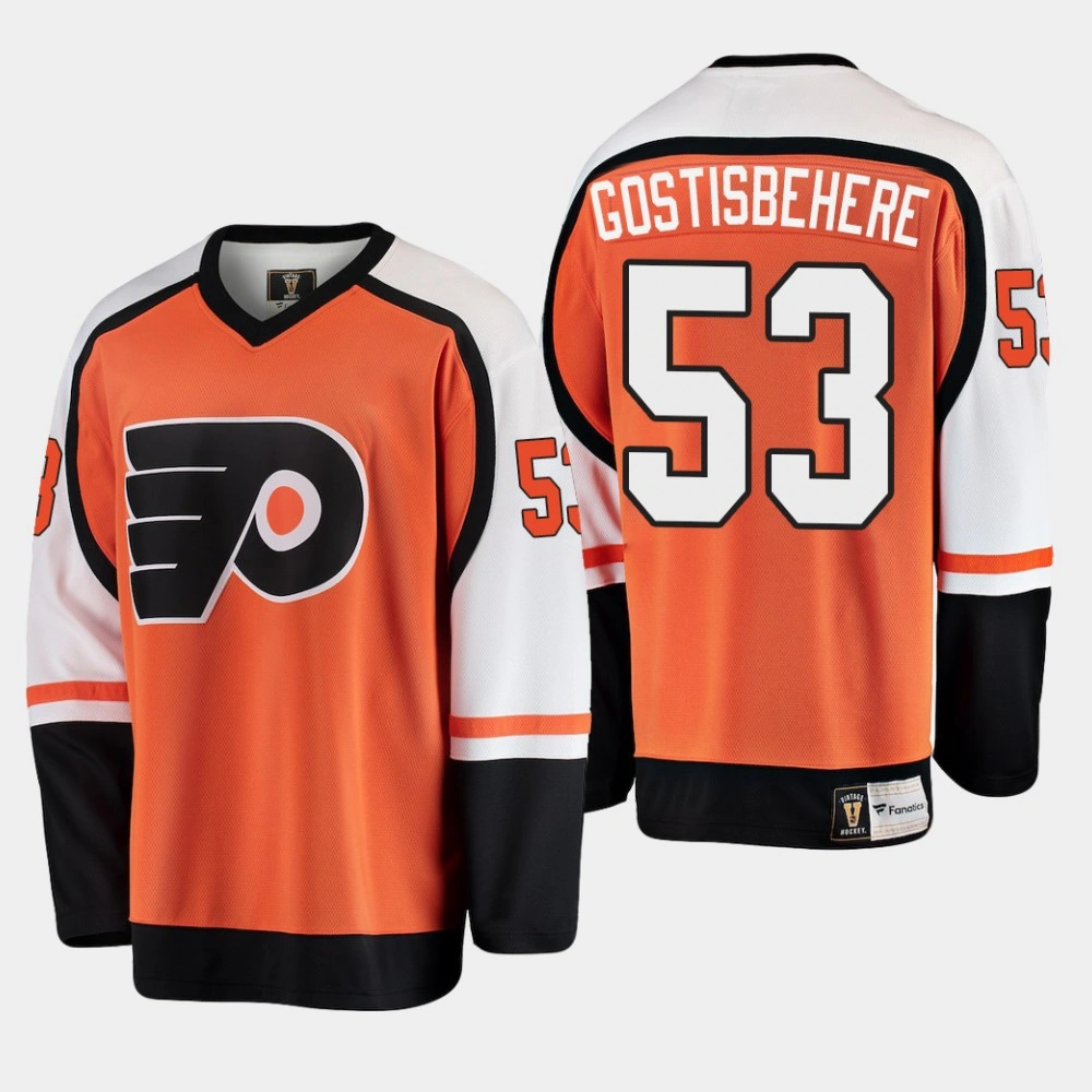 Men's Philadelphia Flyers Shayne Gostisbehere #53 Heritage Player Premier Orange Jersey Men's Philadelphia Flyers Shayne Gostisbehere #53 Heritage Player Premier Orange Jersey