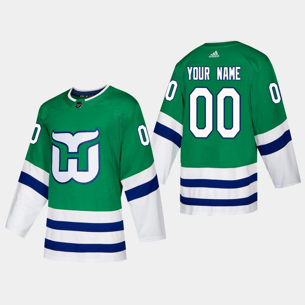 Hartford Whalers Custom #00 2019-20 Heritage Authentic Green Player Jersey