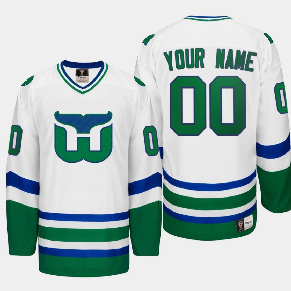 Hartford Whalers Custom #00 Heritage Throwback White Jersey Hartford Whalers Custom #00 Heritage Throwback White Jersey