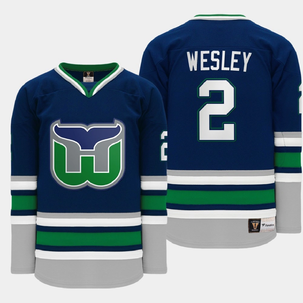 Hartford Whalers Glen Wesley #2 Heritage Throwback Night Navy Jersey