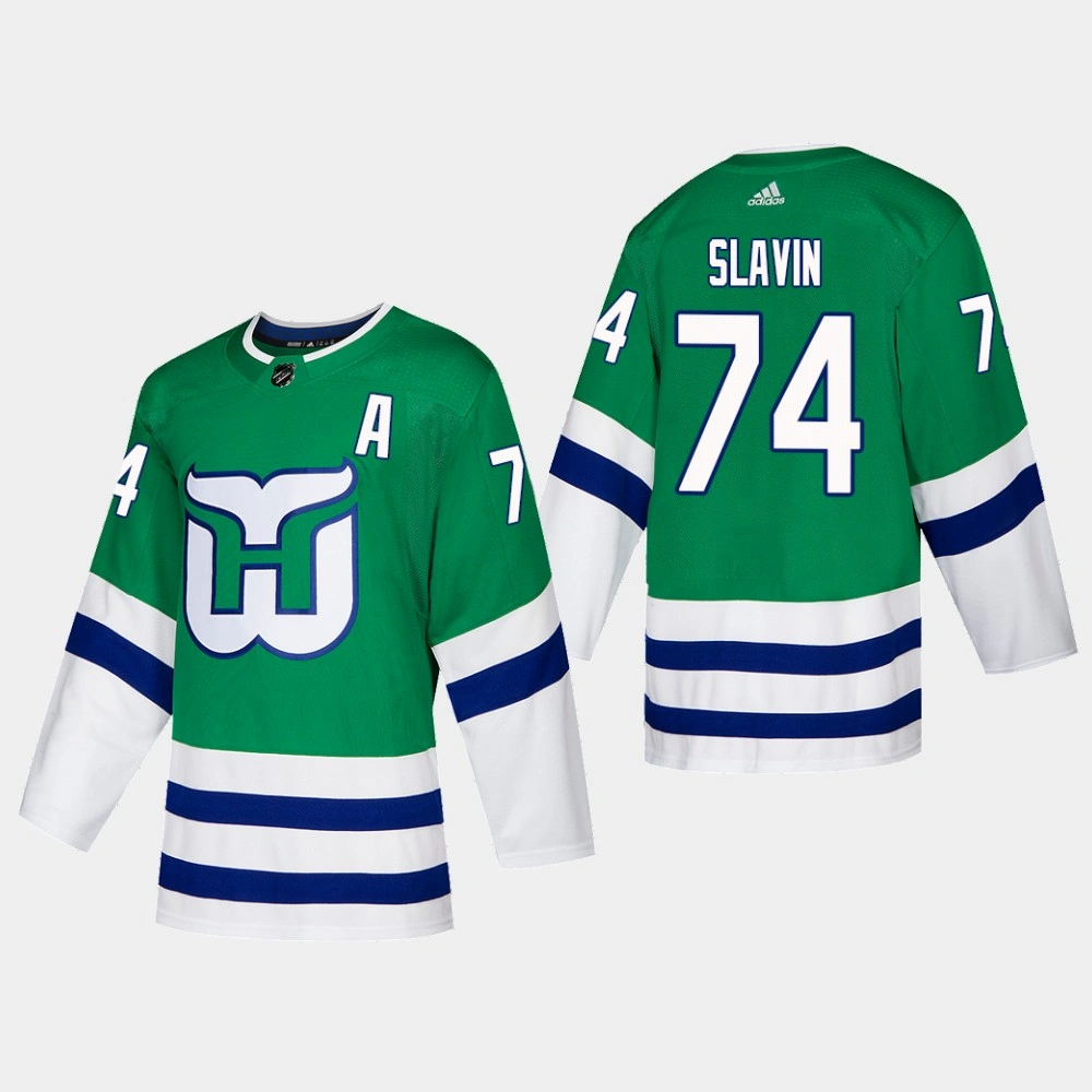 Women's Hartford Whalers Jaccob Slavin #74 2019-20 Heritage Authentic Green Player Jersey