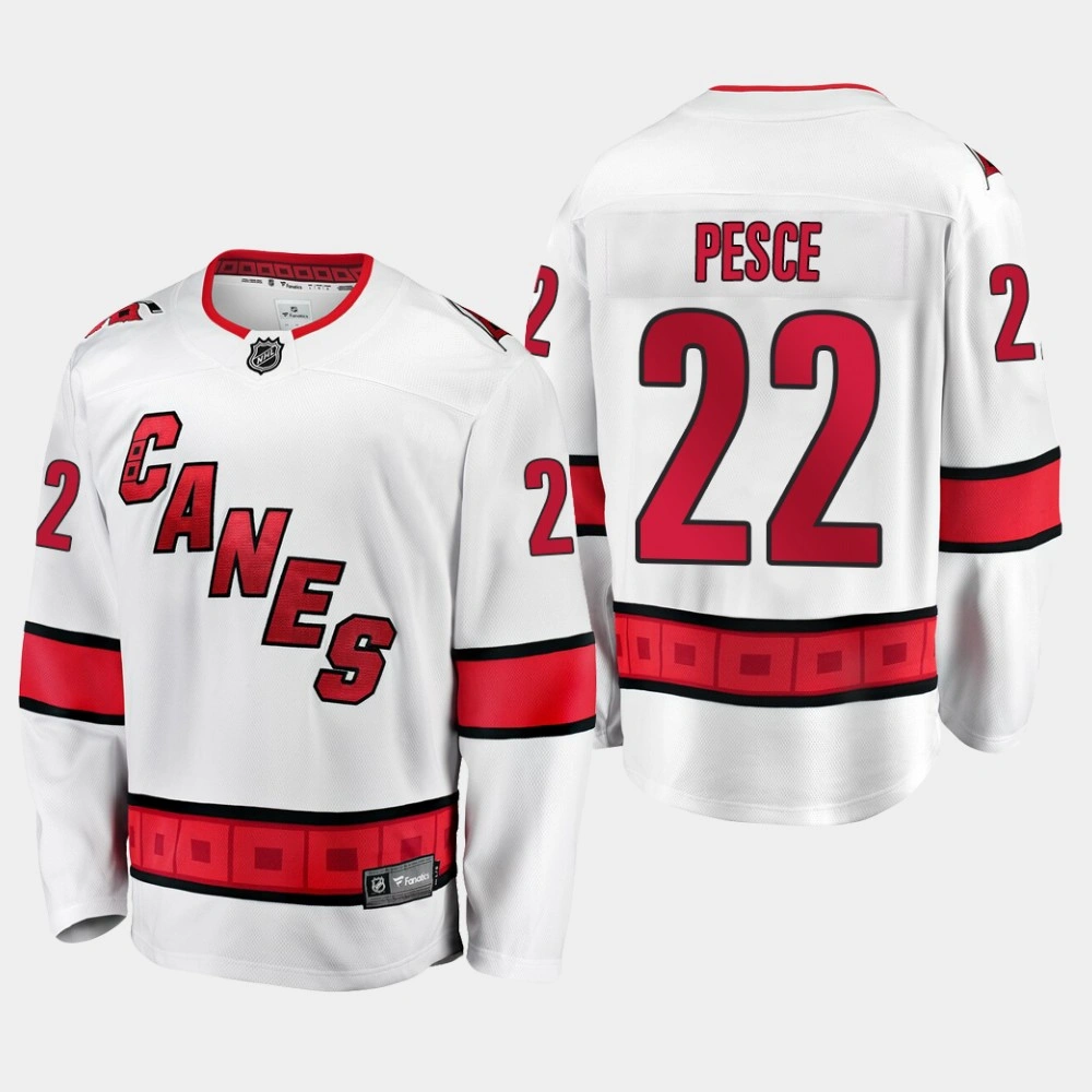 Hurricanes Brett Pesce #22 2019-20 Away Premier Breakaway Jersey - White