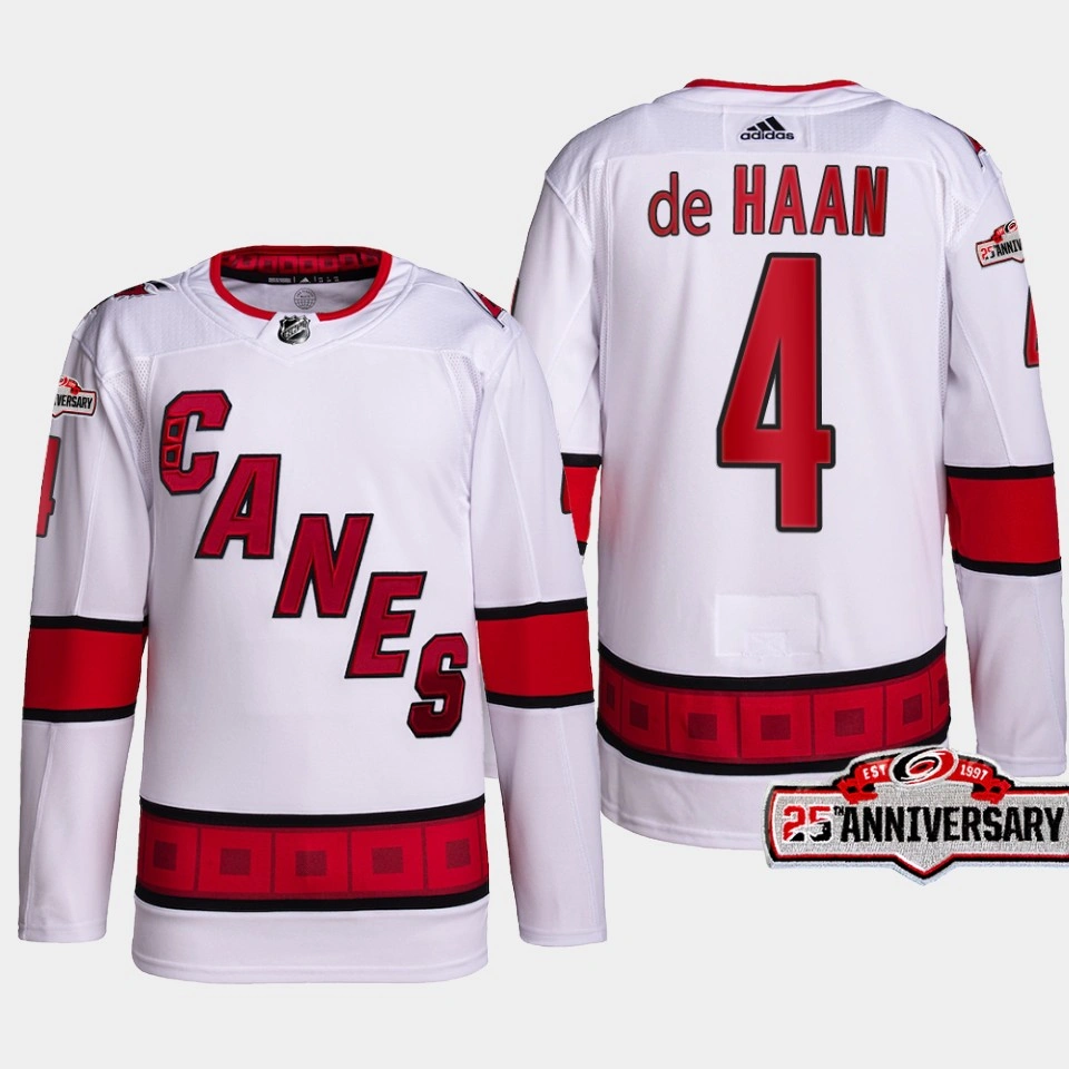 Carolina Hurricanes Calvin de Haan White Away Authentic Jersey 2022-23 Carolina Hurricanes Calvin de Haan White Away Authentic Jersey 2022-23