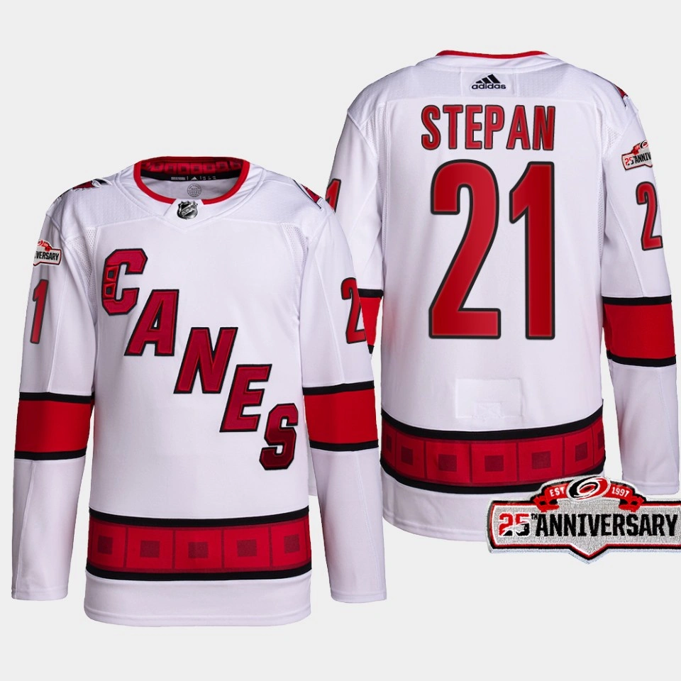 Carolina Hurricanes Derek Stepan White Away Primegreen Jersey