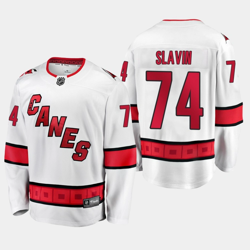 Hurricanes Jaccob Slavin #74 2019-20 Away Premier Breakaway Jersey - White