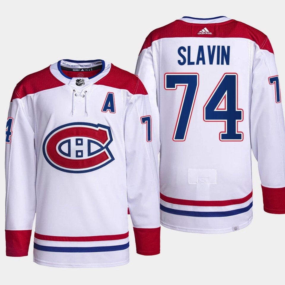 Youth Jaccob Slavin #74 Carolina Hurricanes White Jersey 2022-23 Authentic Pro Away PrimeGreen
