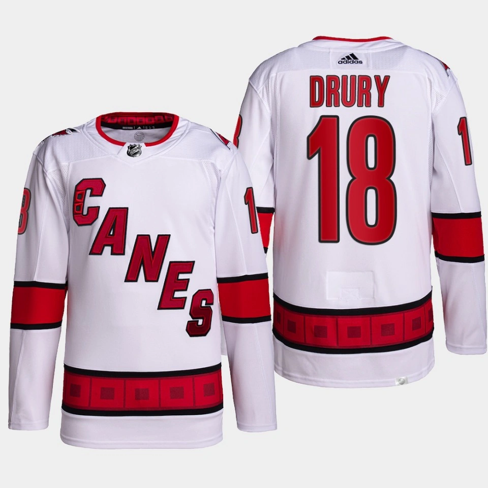 Youth Carolina Hurricanes Jack Drury White Away Authentic Primegreen Jersey