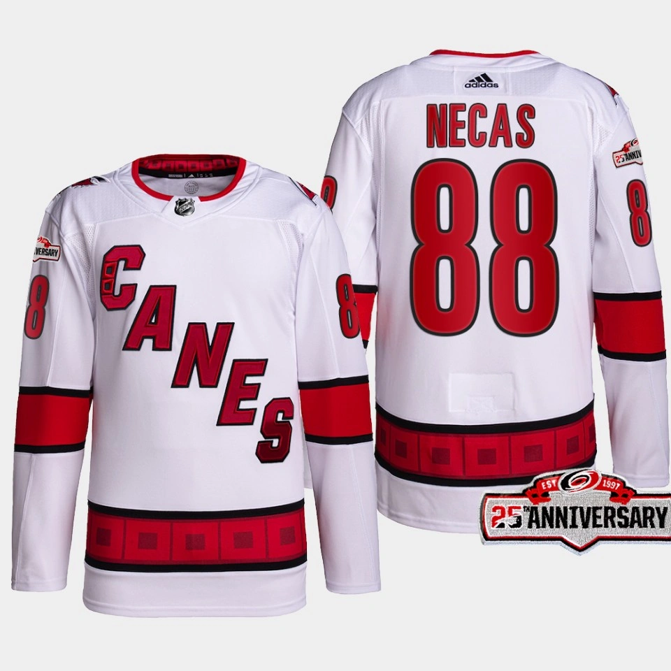 Martin Necas #88 Carolina Hurricanes White Jersey 2022-23 Authentic Away 25th Anniversary
