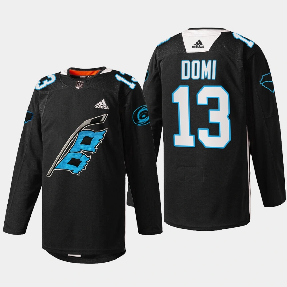 Women's Max Domi Carolina Hurricanes Panthers Night 2022 Black #13 Jersey Warm-up sweater
