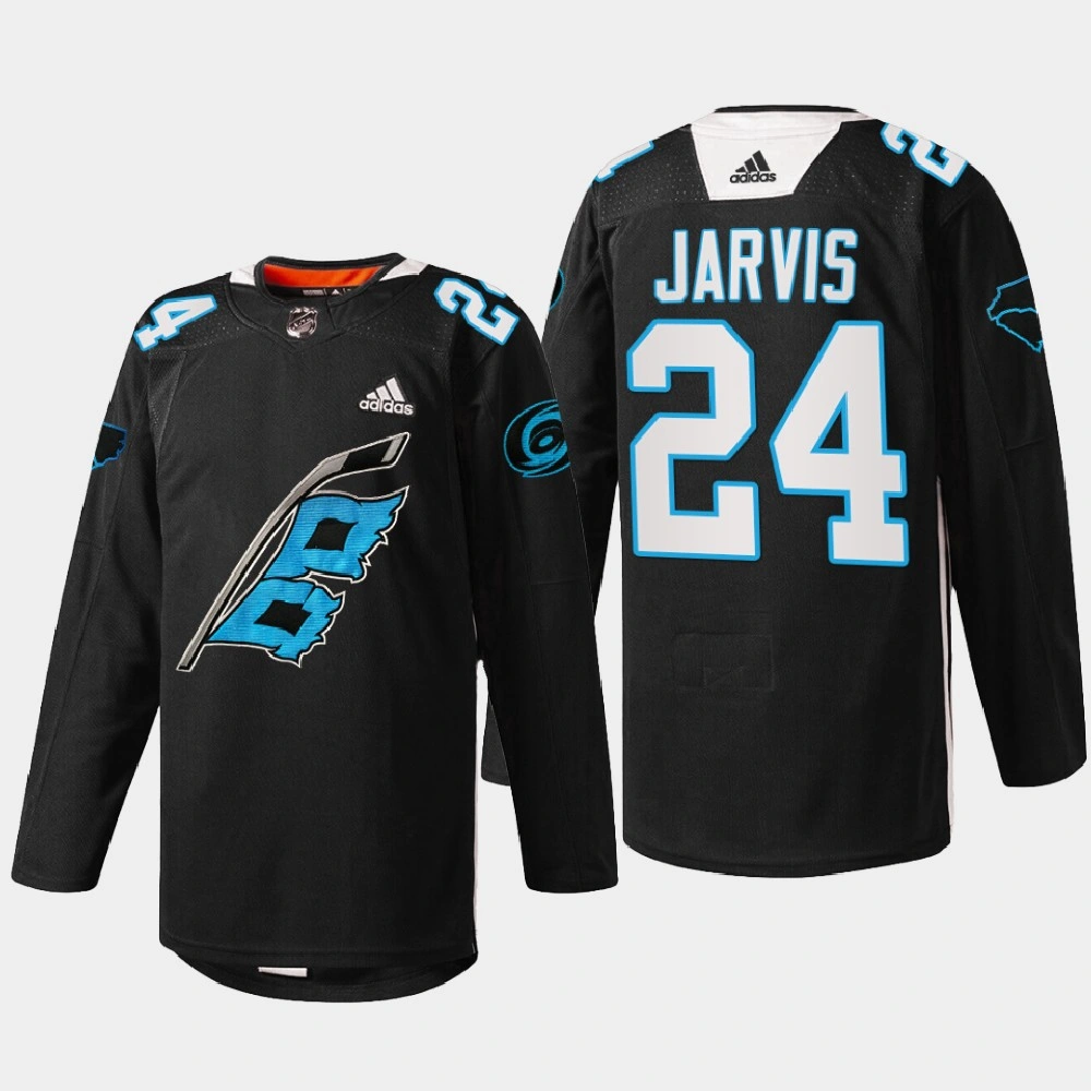 Women's Seth Jarvis Carolina Hurricanes Panthers Night 2022 Black #24 Jersey Warm-up sweater