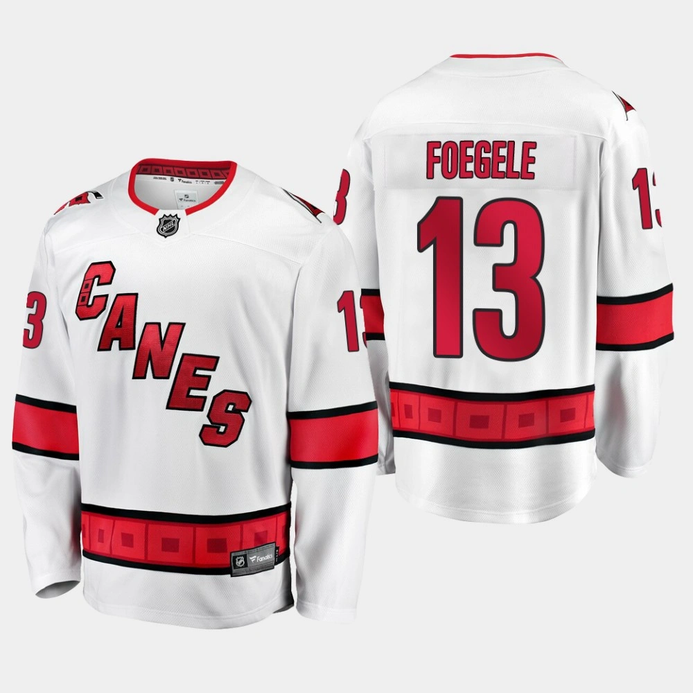 Youth Hurricanes Warren Foegele #13 2019-20 Away Premier Breakaway Jersey - White