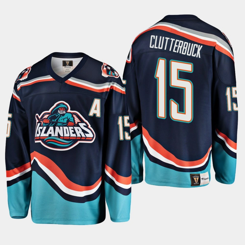 Women's New York Islanders Cal Clutterbuck #15 Heritage Premier Player Navy Jersey Women's New York Islanders Cal Clutterbuck #15 Heritage Premier Player Navy Jersey