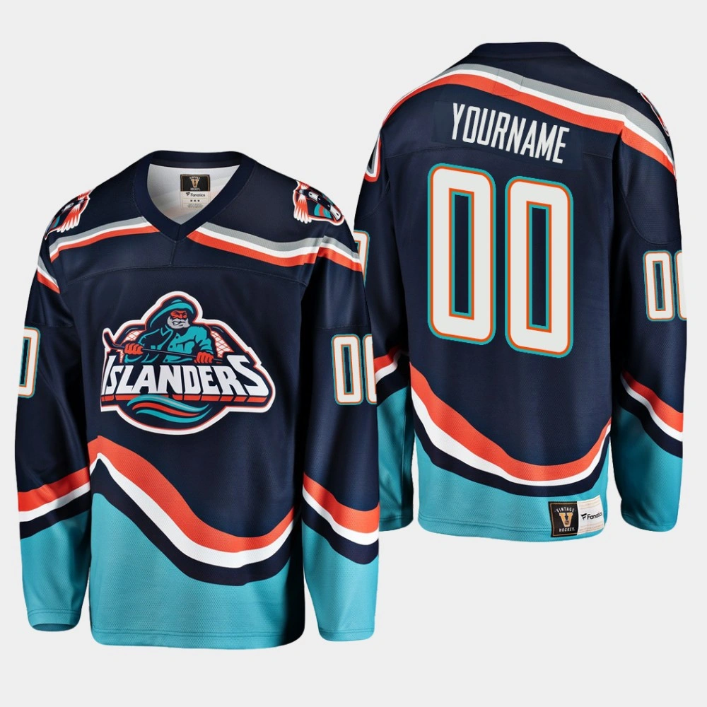 New York Islanders Custom #00 Heritage Premier Player Navy Jersey New York Islanders Custom #00 Heritage Premier Player Navy Jersey