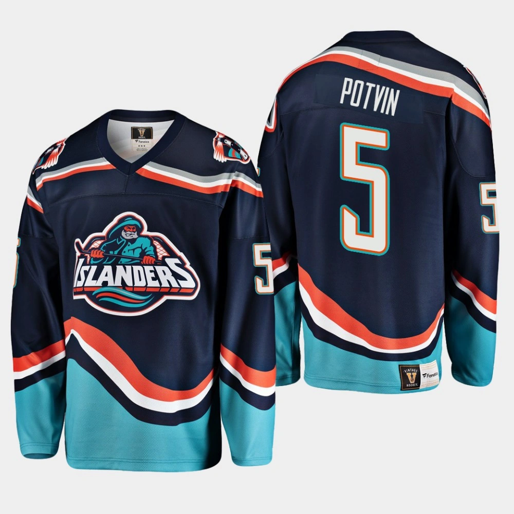 New York Islanders Denis Potvin #5 Heritage Premier Player Navy Jersey