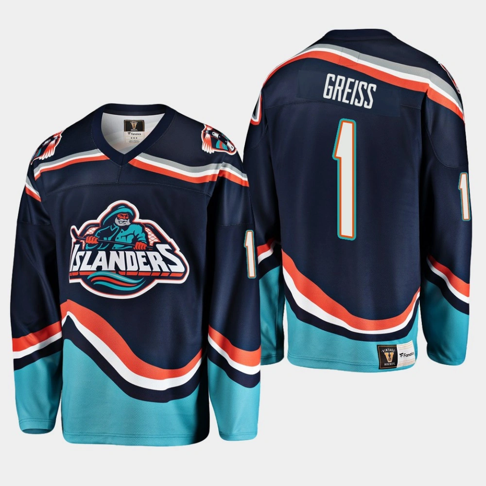 New York Islanders Thomas Greiss #1 Heritage Premier Player Navy Jersey
