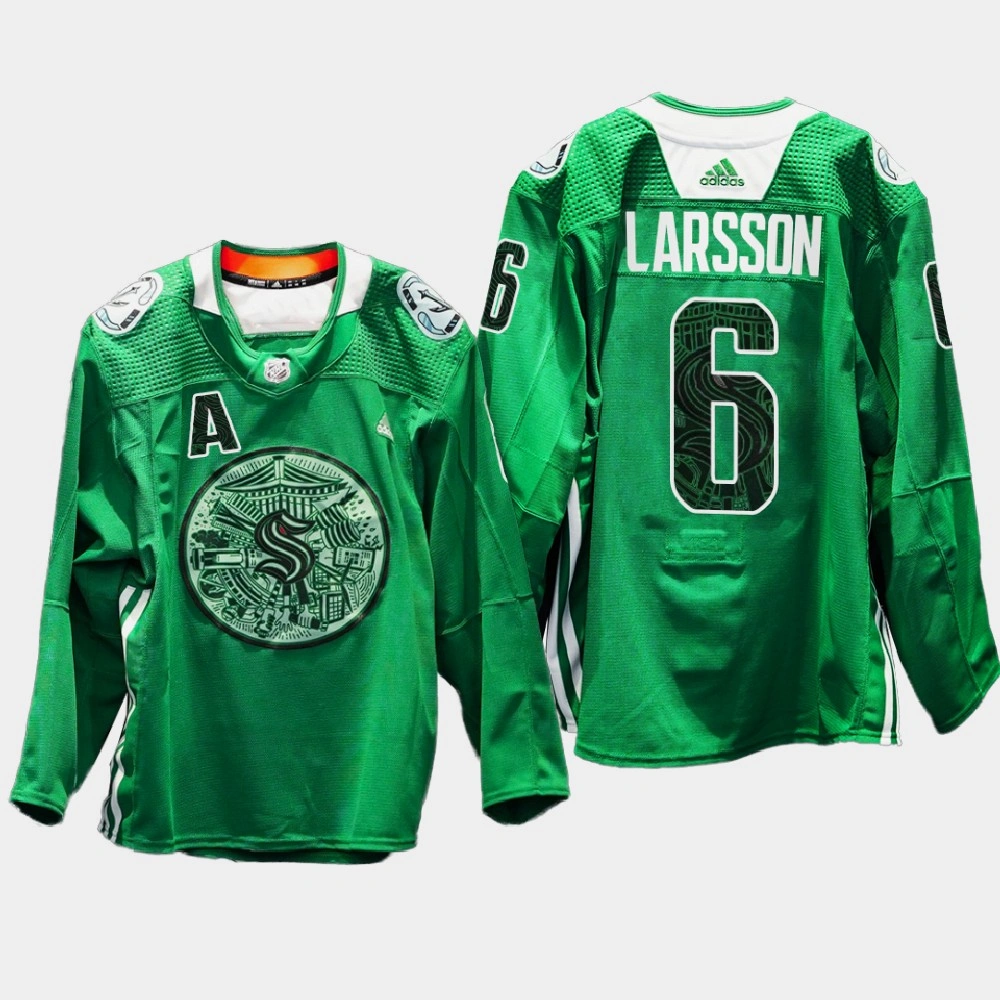 Women's Seattle Kraken Green Night Adam Larsson Green Eco-conscious Jersey Women's Seattle Kraken Green Night Adam Larsson Green Eco-conscious Jersey