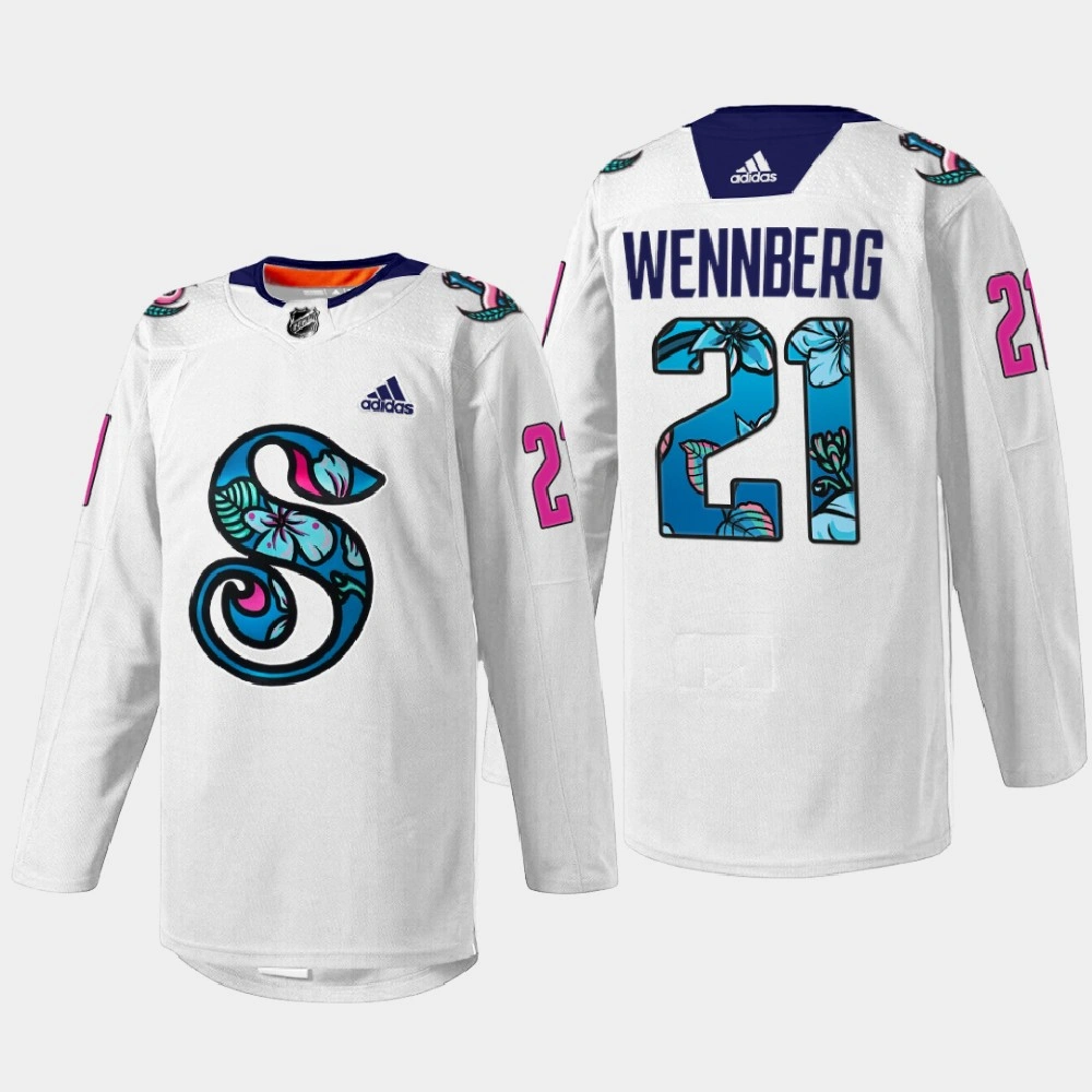 Alexander Wennberg Seattle Kraken Pride Night 2022 White #21 Jersey Warmup