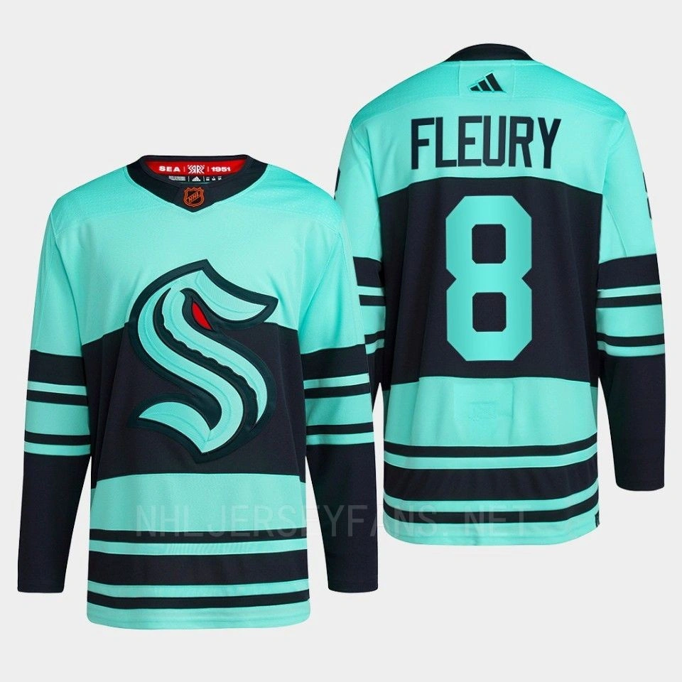 Seattle Kraken 2022 Reverse Retro 2.0 Cale Fleury Ice Blue Authentic Primegreen Jersey Men's Seattle Kraken 2022 Reverse Retro 2.0 Cale Fleury Ice Blue Authentic Primegreen Jersey Men's