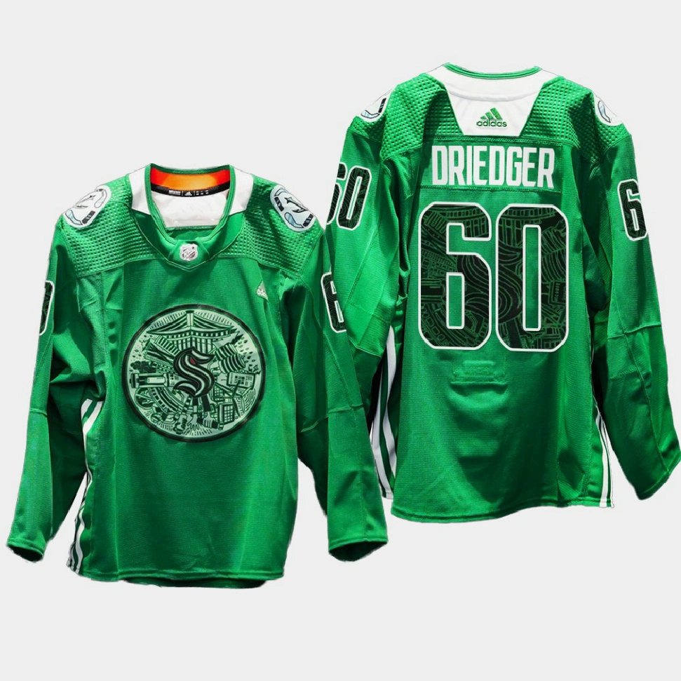 Seattle Kraken Green Night Chris Driedger Green Eco-conscious Jersey