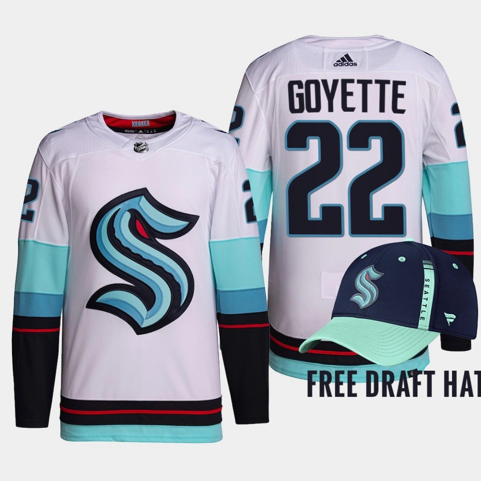 David Goyette Seattle Kraken 2022 NHL Draft White Jersey Authentic Primegreen Away