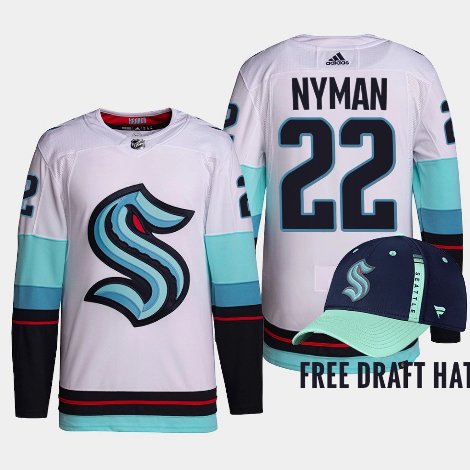 Jani Nyman Seattle Kraken 2022 NHL Draft White Jersey Authentic Primegreen Away