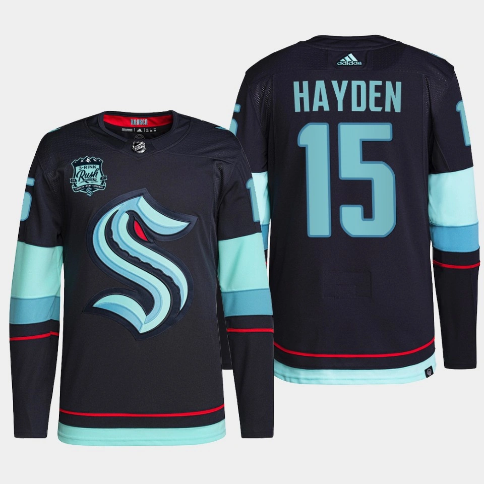 Youth John Hayden #15 Seattle Kraken Navy Jersey Authentic Primegreen Home