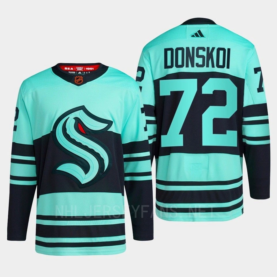 Seattle Kraken 2022 Reverse Retro 2.0 Joonas Donskoi Ice Blue Authentic Primegreen Jersey Men's Seattle Kraken 2022 Reverse Retro 2.0 Joonas Donskoi Ice Blue Authentic Primegreen Jersey Men's