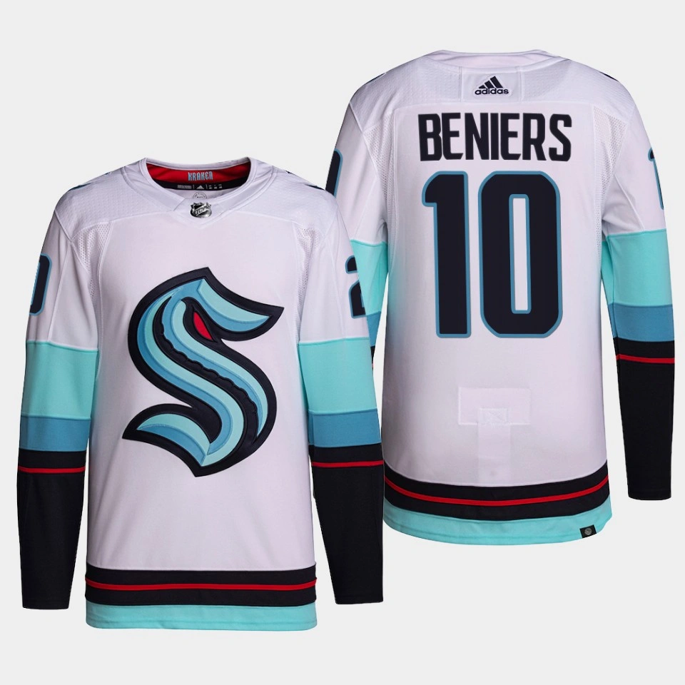 Matthew Beniers #10 Seattle Kraken White Jersey Primegreen Authentic Away Matthew Beniers #10 Seattle Kraken White Jersey Primegreen Authentic Away