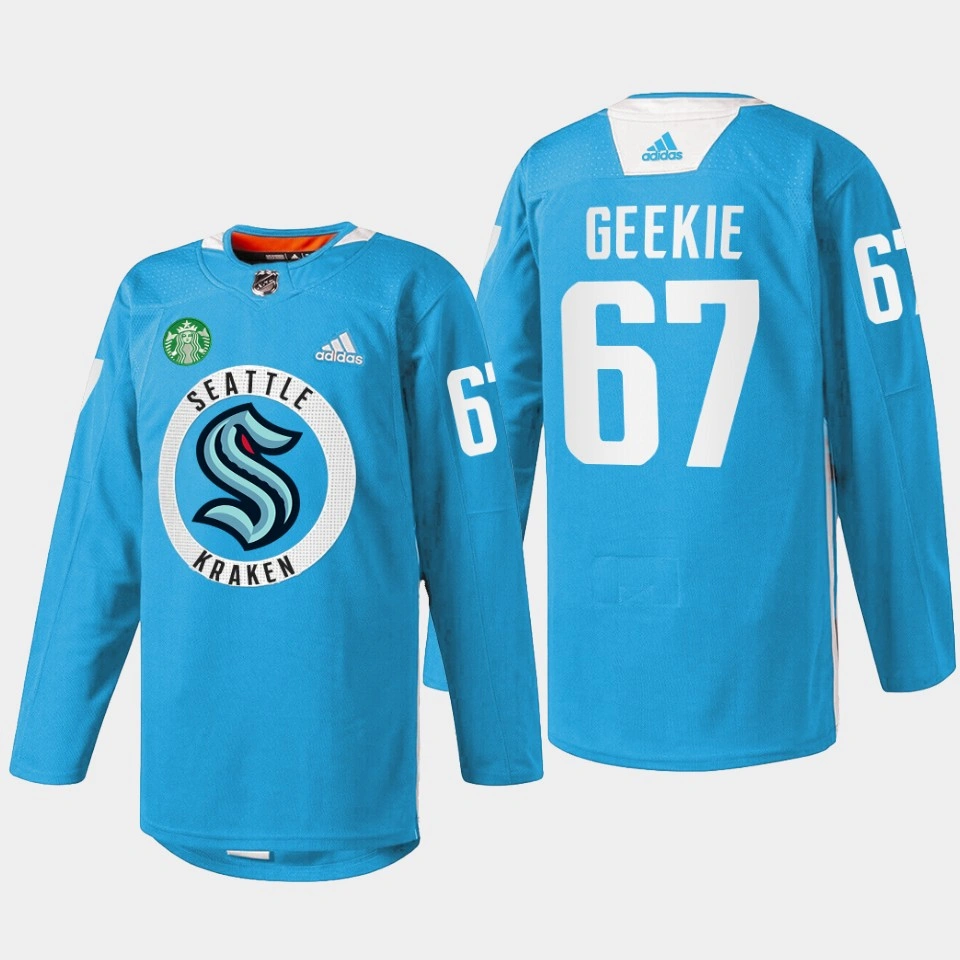 Seattle Kraken Practice Morgan Geekie Blue Warmup Jersey