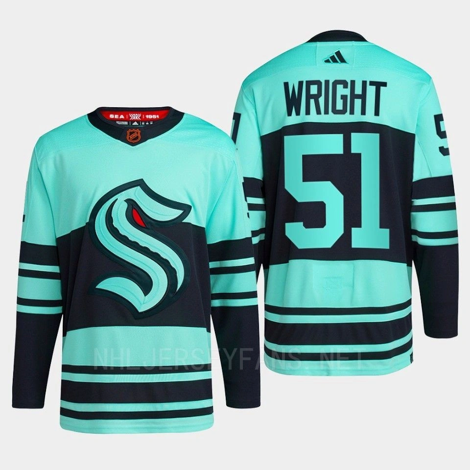 Seattle Kraken 2022 Reverse Retro 2.0 Shane Wright Ice Blue Authentic Primegreen Jersey Men's Seattle Kraken 2022 Reverse Retro 2.0 Shane Wright Ice Blue Authentic Primegreen Jersey Men's