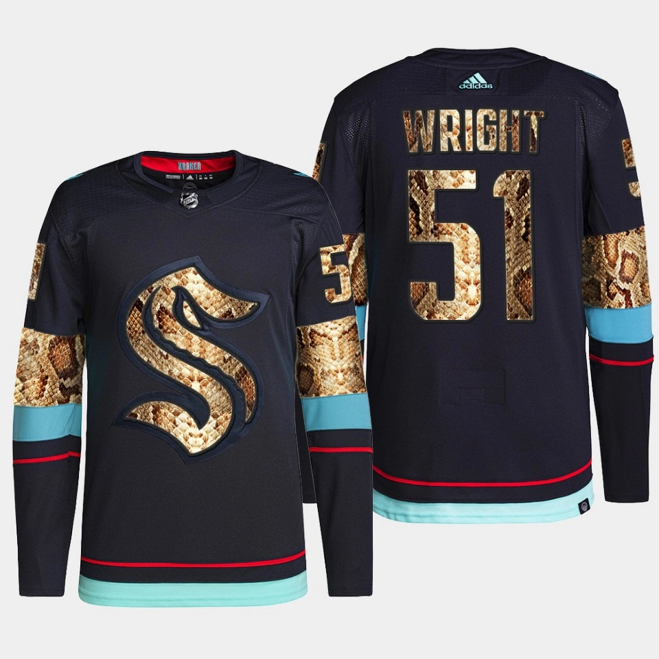 Seattle Kraken Golden Python Skin Authentic Navy Shane Wright Jersey