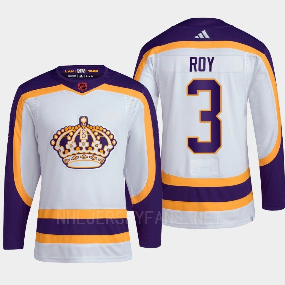 Youth Matt Roy #3 Los Angeles Kings White Jersey 2022 Reverse Retro 2.0 Authentic Primegreen