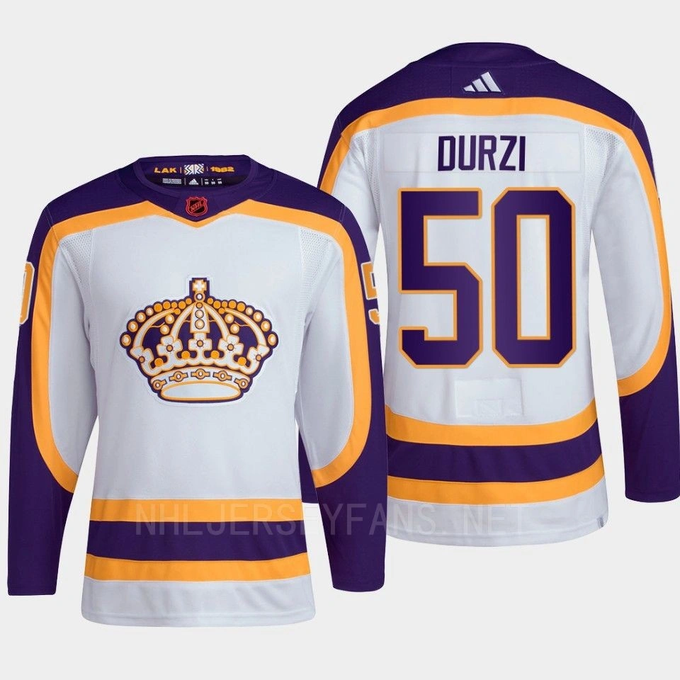 Women's Sean Durzi #50 Los Angeles Kings White Jersey 2022 Reverse Retro 2.0 Authentic Primegreen Women's Sean Durzi #50 Los Angeles Kings White Jersey 2022 Reverse Retro 2.0 Authentic Primegreen