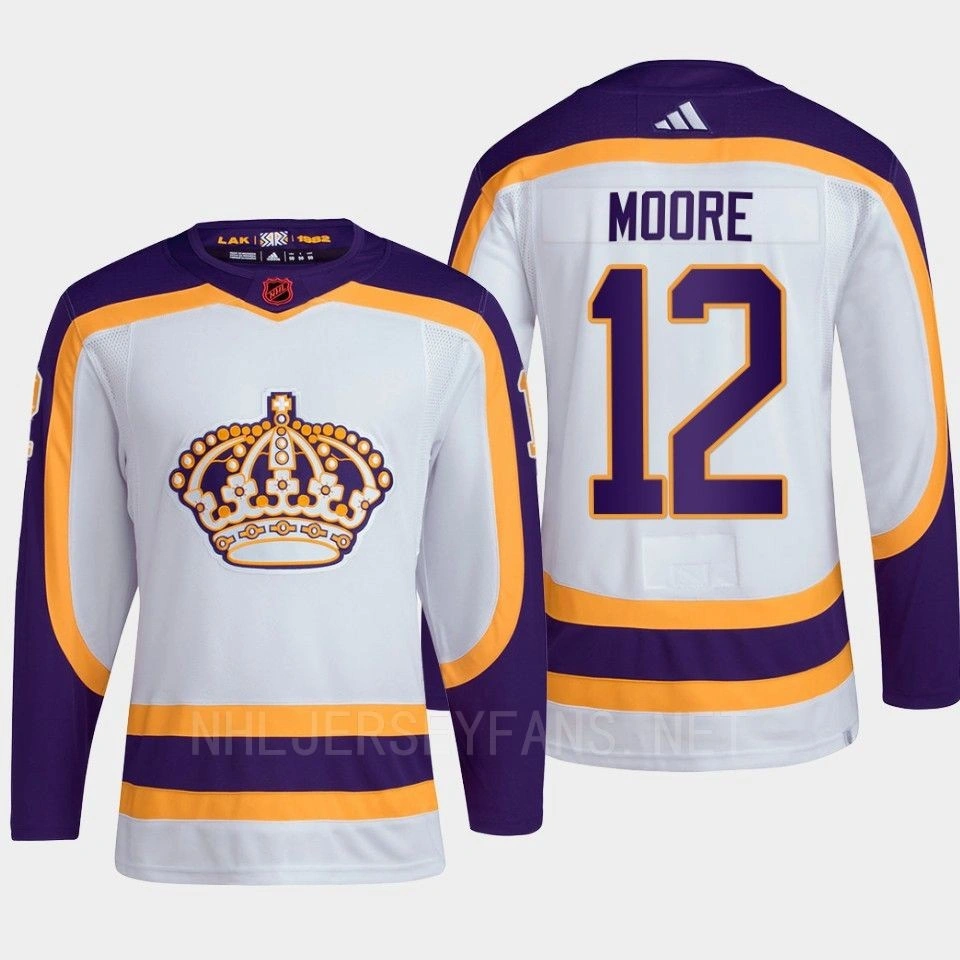 Youth Trevor Moore #12 Los Angeles Kings White Jersey 2022 Reverse Retro 2.0 Authentic Primegreen