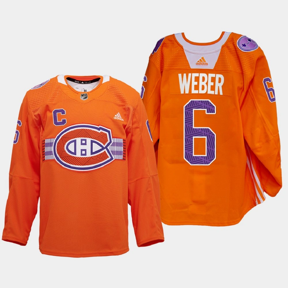 Women's Montreal Canadiens Indigenous Celebration Night Shea Weber Orange Warmup Jersey