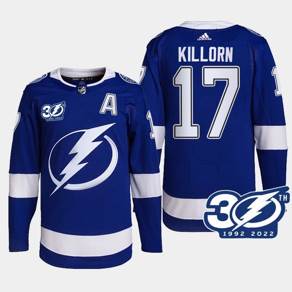 Youth Alex Killorn #17 Tampa Bay Lightning Blue Jersey 1992-2022 30th Season Authentic Home