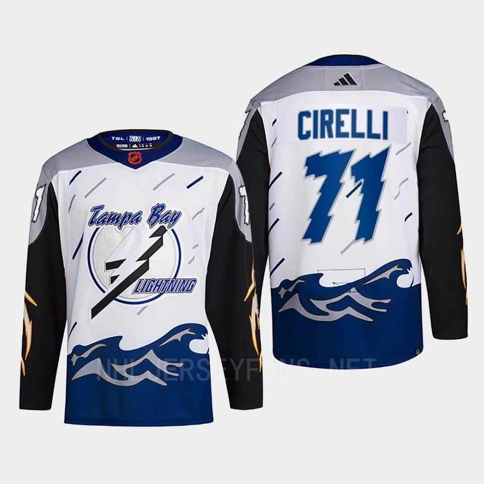 Women's Tampa Bay Lightning 2022 Reverse Retro 2.0 Anthony Cirelli White Authentic Primegreen Jersey Men's