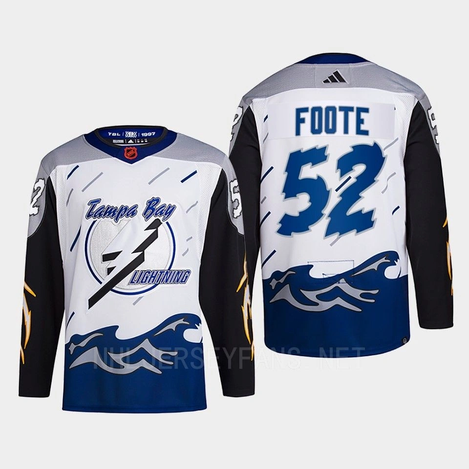 Tampa Bay Lightning 2022 Reverse Retro 2.0 Callan Foote White Authentic Primegreen Jersey Men's Tampa Bay Lightning 2022 Reverse Retro 2.0 Callan Foote White Authentic Primegreen Jersey Men's