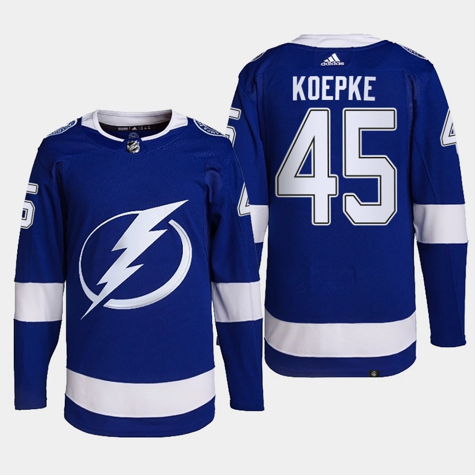 Tampa Bay Lightning Cole Koepke Blue Home Primegreen Jersey