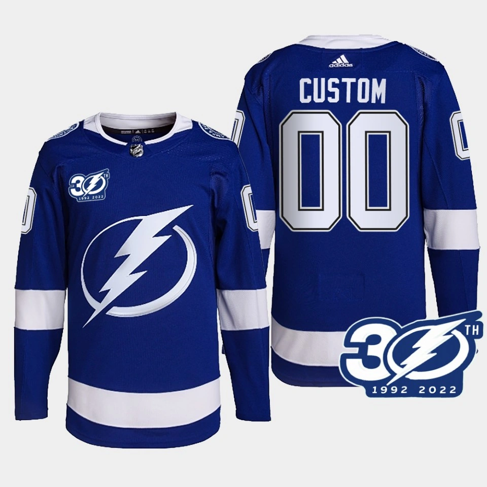 Youth Custom #00 Tampa Bay Lightning Blue Jersey 1992-2022 30th Season Authentic Home Youth Custom #00 Tampa Bay Lightning Blue Jersey 1992-2022 30th Season Authentic Home