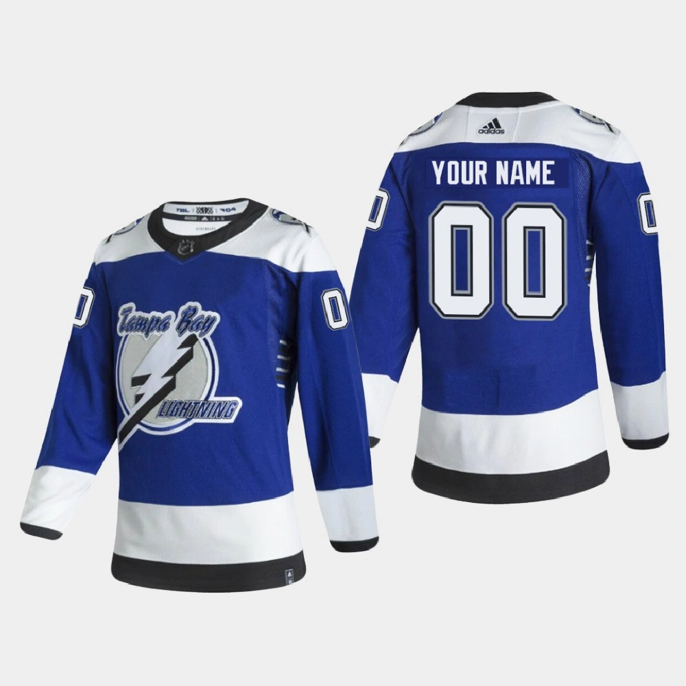 Tampa Bay Lightning Custom #00 2020-21 Reverse Retro Authentic Special Edition Blue Jersey
