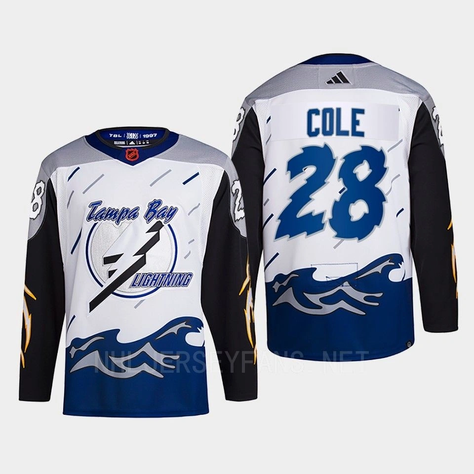 Women's Tampa Bay Lightning 2022 Reverse Retro 2.0 Ian Cole White Authentic Primegreen Jersey Men's