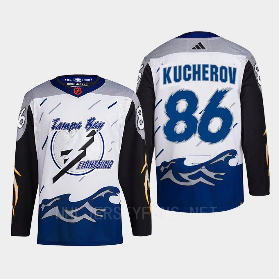 Tampa Bay Lightning 2022 Reverse Retro 2.0 Nikita Kucherov White Authentic Primegreen Jersey Men's