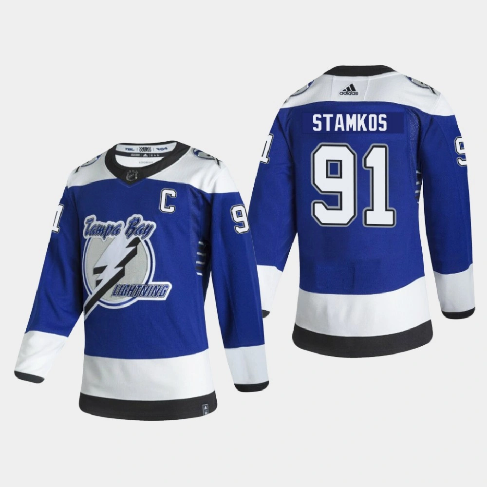 Tampa Bay Lightning Steven Stamkos #91 2020-21 Reverse Retro Authentic Special Edition Blue Jersey Tampa Bay Lightning Steven Stamkos #91 2020-21 Reverse Retro Authentic Special Edition Blue Jersey