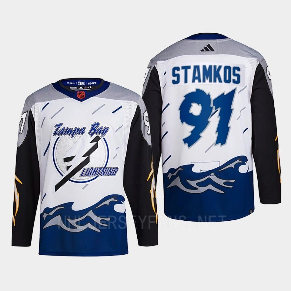 Youth Tampa Bay Lightning 2022 Reverse Retro 2.0 Steven Stamkos White Authentic Primegreen Jersey Men's