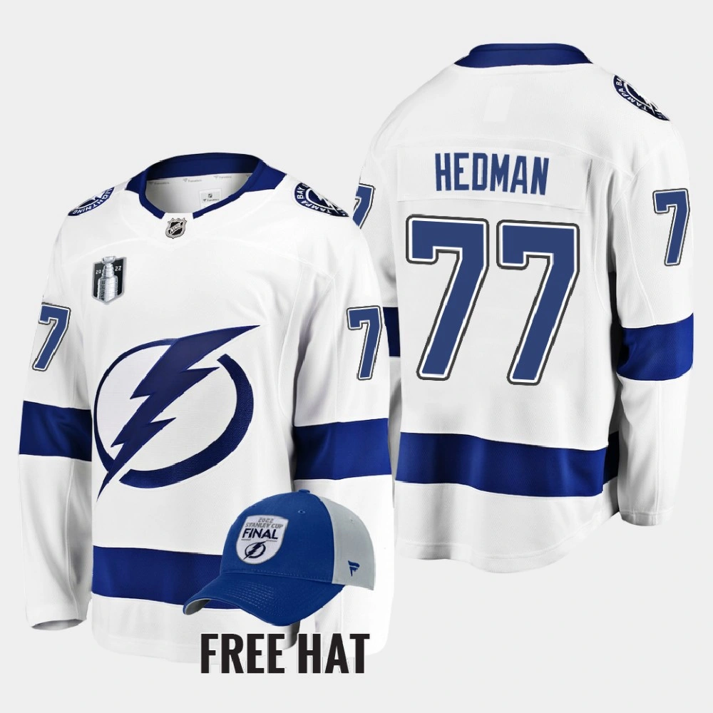 Youth Victor Hedman Tampa Bay Lightning 2022 Stanley Cup Final White #77 Jersey Away