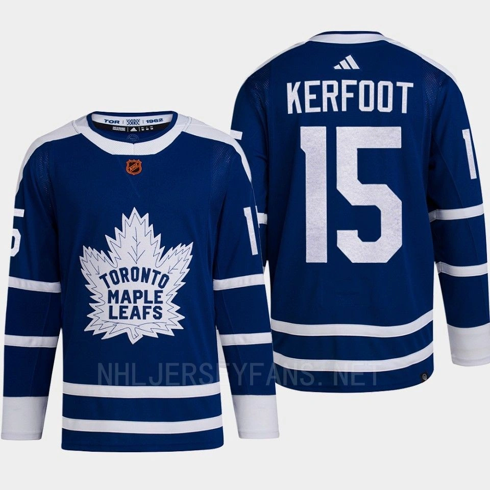 Youth Toronto Maple Leafs 2022 Reverse Retro 2.0 Alexander Kerfoot Blue Authentic Primegreen Jersey Men's