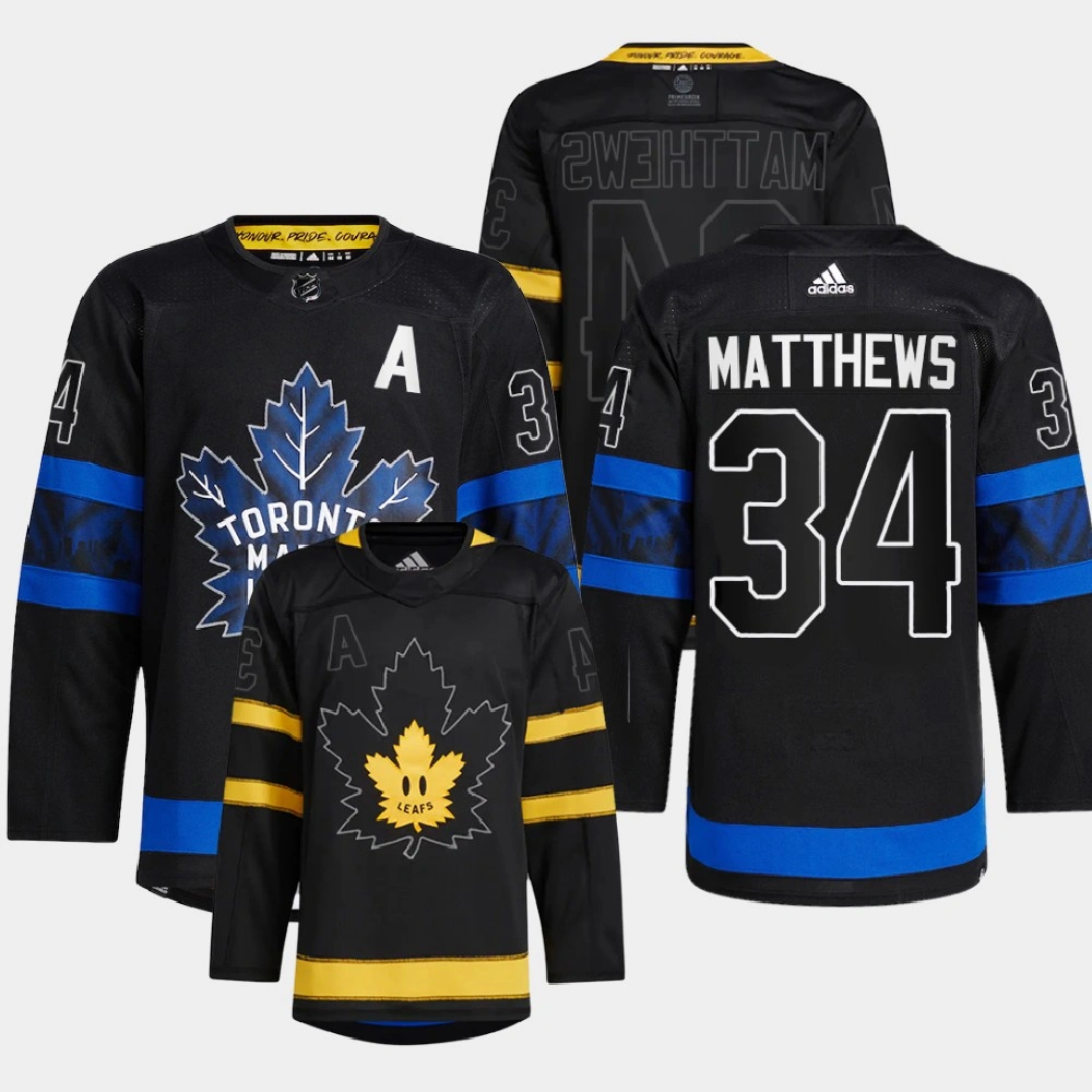 Women's Auston Matthews #34 Toronto Maple Leafs Black Jersey 2022 Alternate Drew house Authentic Reversible Women's Auston Matthews #34 Toronto Maple Leafs Black Jersey 2022 Alternate Drew house Authentic Reversible