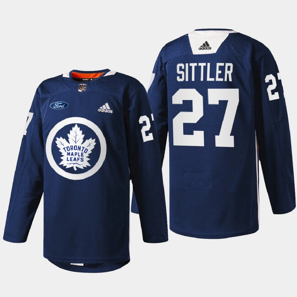 Women's Darryl Sittler Toronto Maple Leafs Primary Logo 2022 Navy #27 Jersey Warm Up