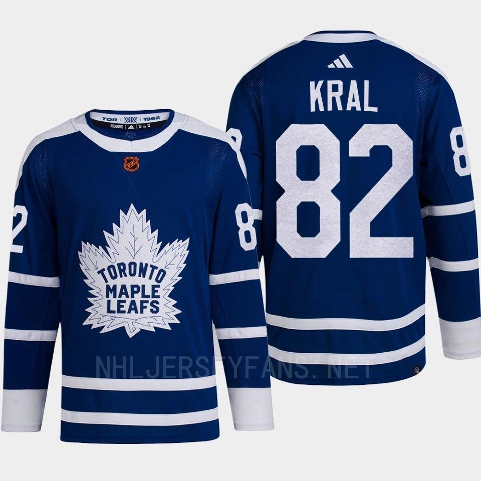 Toronto Maple Leafs 2022 Reverse Retro 2.0 Filip Kral Blue Authentic Primegreen Jersey Men's Toronto Maple Leafs 2022 Reverse Retro 2.0 Filip Kral Blue Authentic Primegreen Jersey Men's